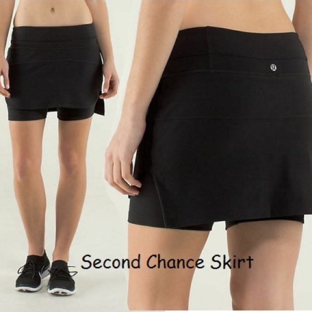 Lululemon Second Chance Black Layering‎ Skirt Athletic Skort Size 6 Rare Active